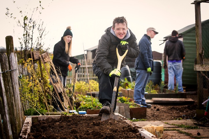 Conor Boyle enjoying working in the allotments