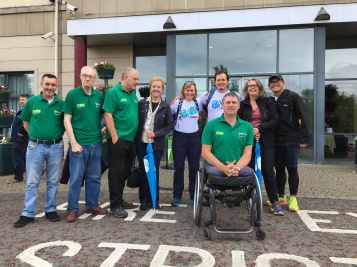 The walkers met staff from Big Lottery Fund and members from Armagh men's Shed beofore walking through Armagh to the shed.